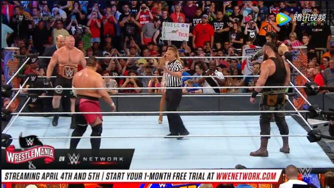 WWE四大巨星同台竞技，布洛克莱斯纳终结罗曼，笑到了最后！